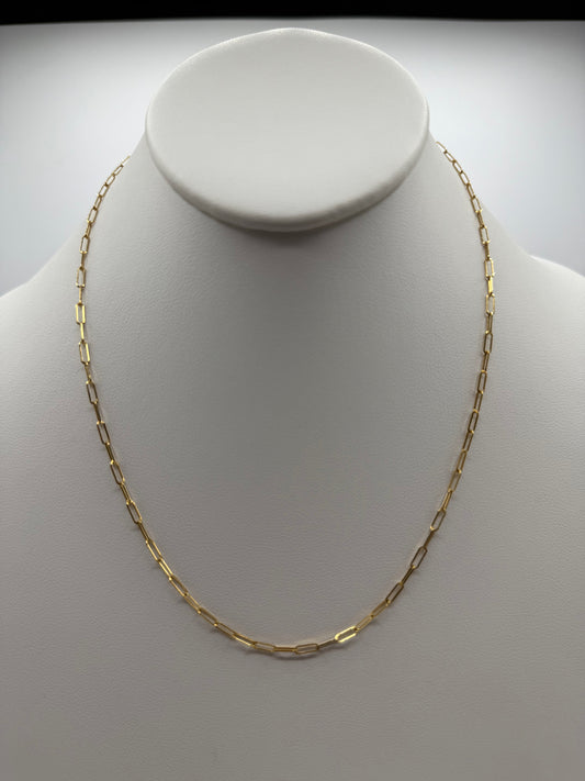 Yellow Gold PaperClip Chain 18”