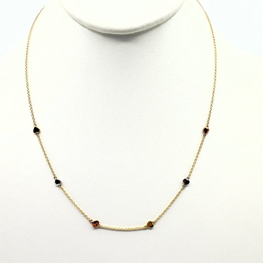 Tricolor Heart Necklace 14k