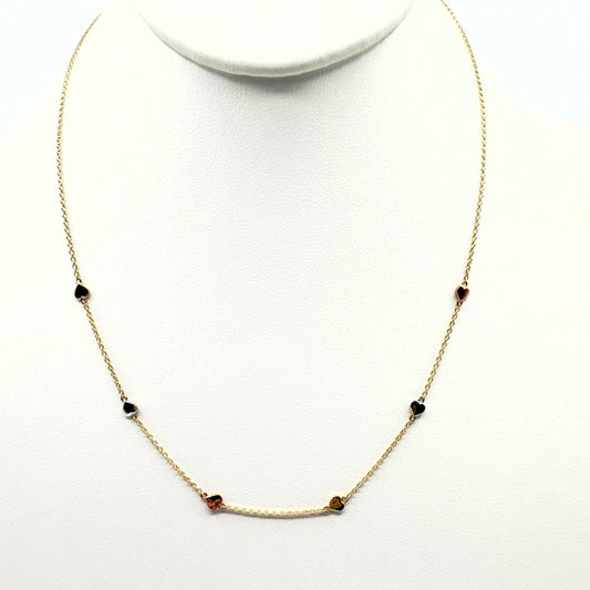 Tricolor Heart Necklace 14k