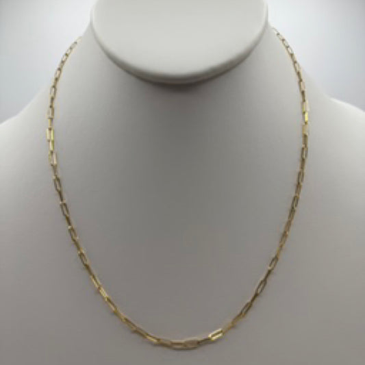 Yellow Gold PaperClip Chain 18”