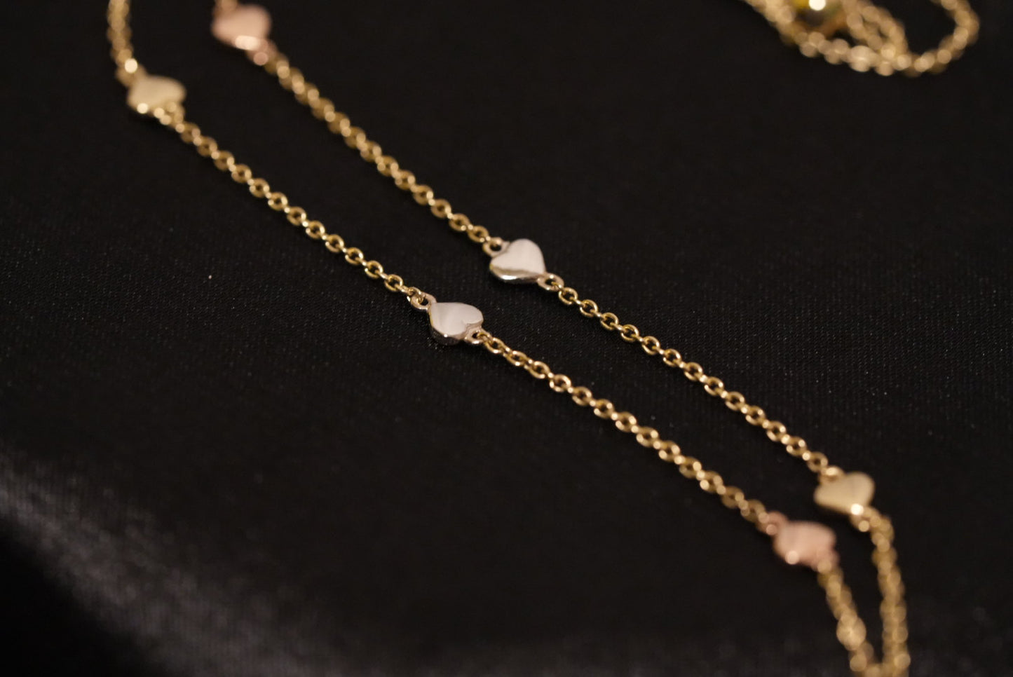 Tricolor Heart Necklace 14k