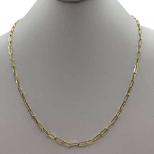 Yellow Gold Paperclip Chain 22”